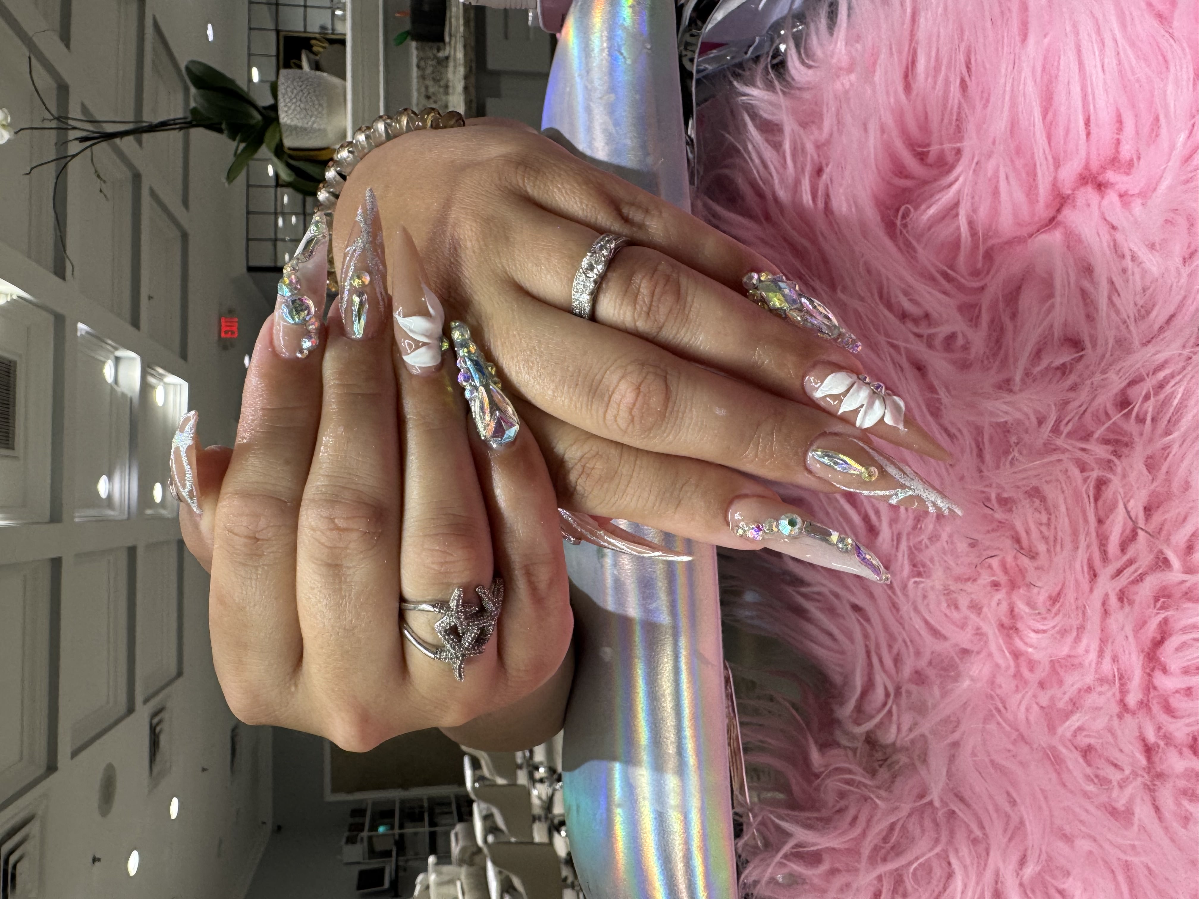 Crystal 3D nail art — luxury statement nails