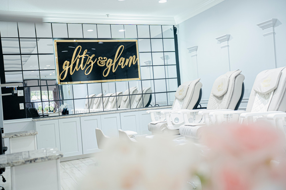 Nail polish color wall at Glitz & Glam